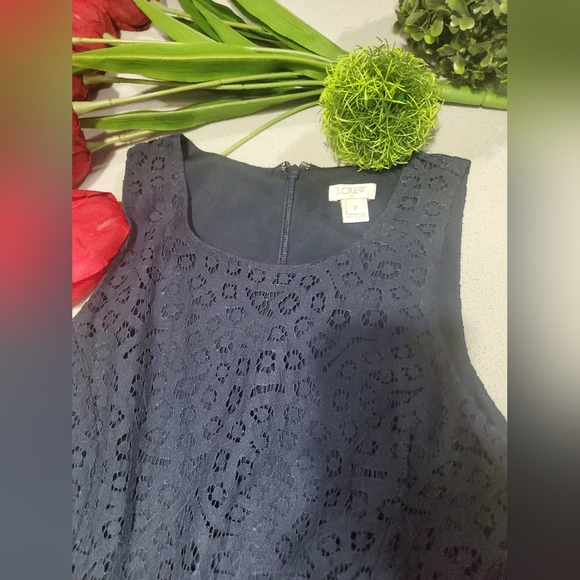 J CREW Impeccable robe en dentelle haut de gamme sans manche de longueur midi - Picture 4 of 7